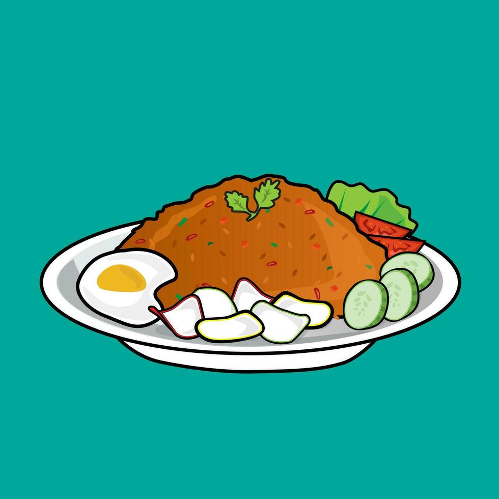 vector illustration food indonesia nasi goreng rice
