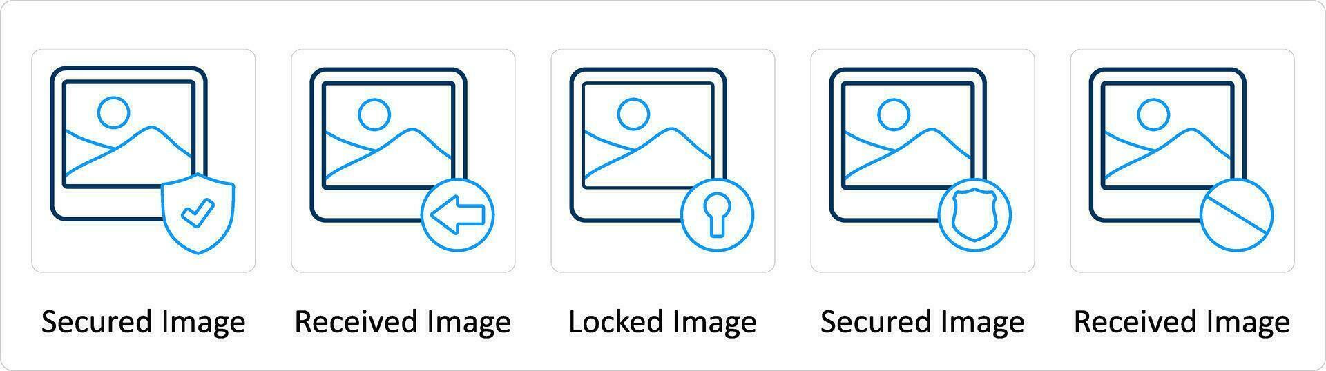 A set of 5 Extra icons as secured image, received image, locked image vector