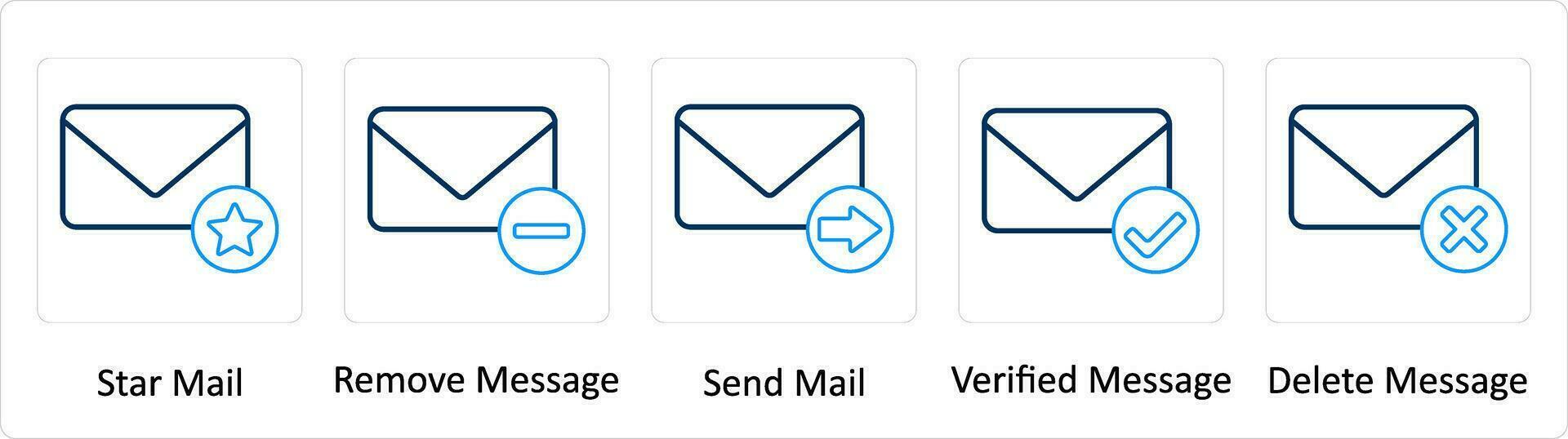A set of 5 Extra icons as star mail, remove message, send mail vector