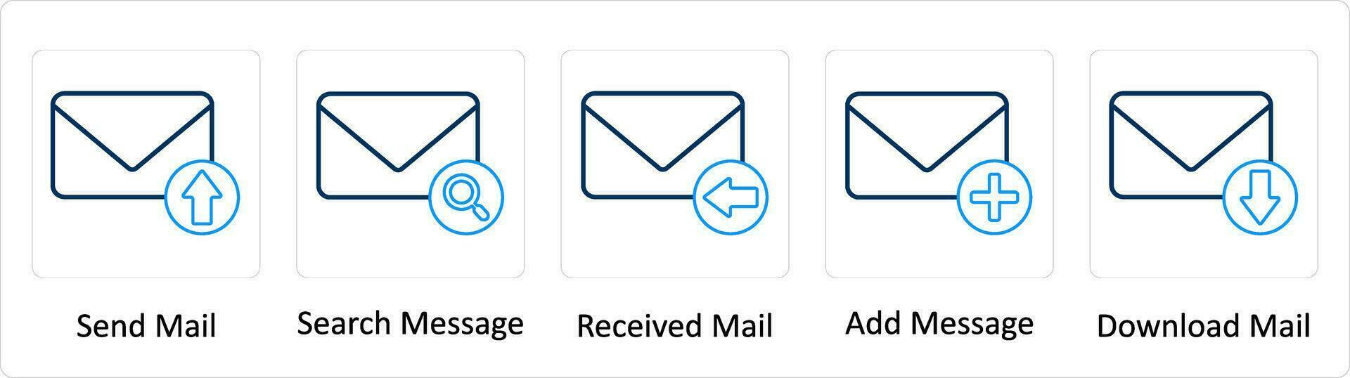 A set of 5 Extra icons as send mail, search message, received mail vector