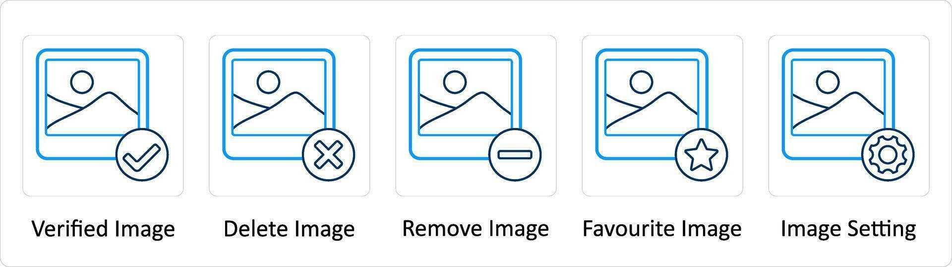 A set of 5 Extra icons as verified image, delete image, remove image vector