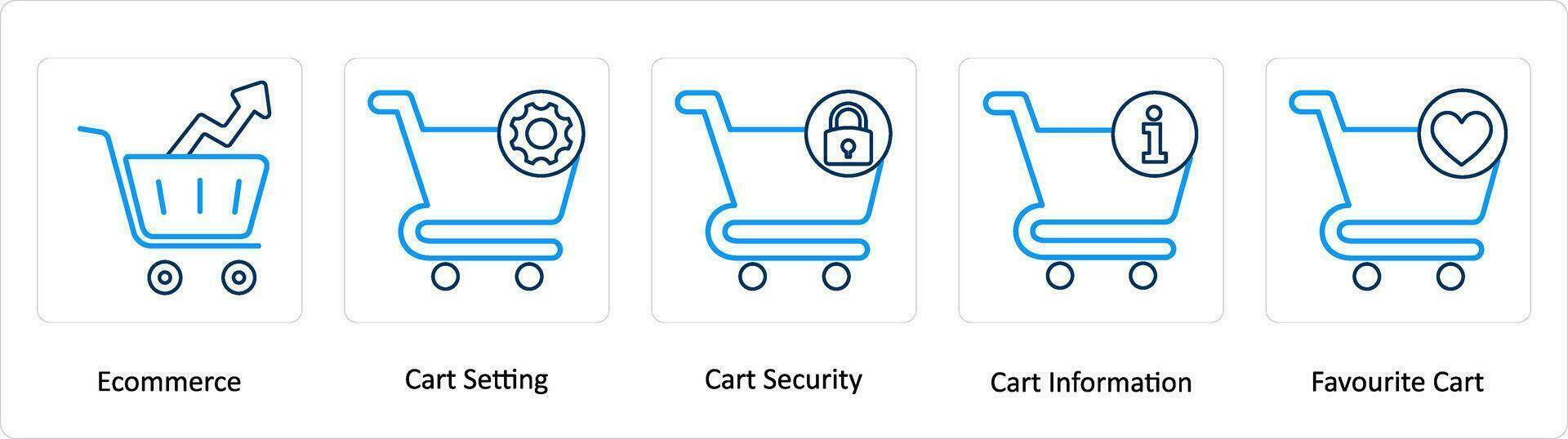 A set of 5 Extra icons as ecommerce, cart setting, cart security vector