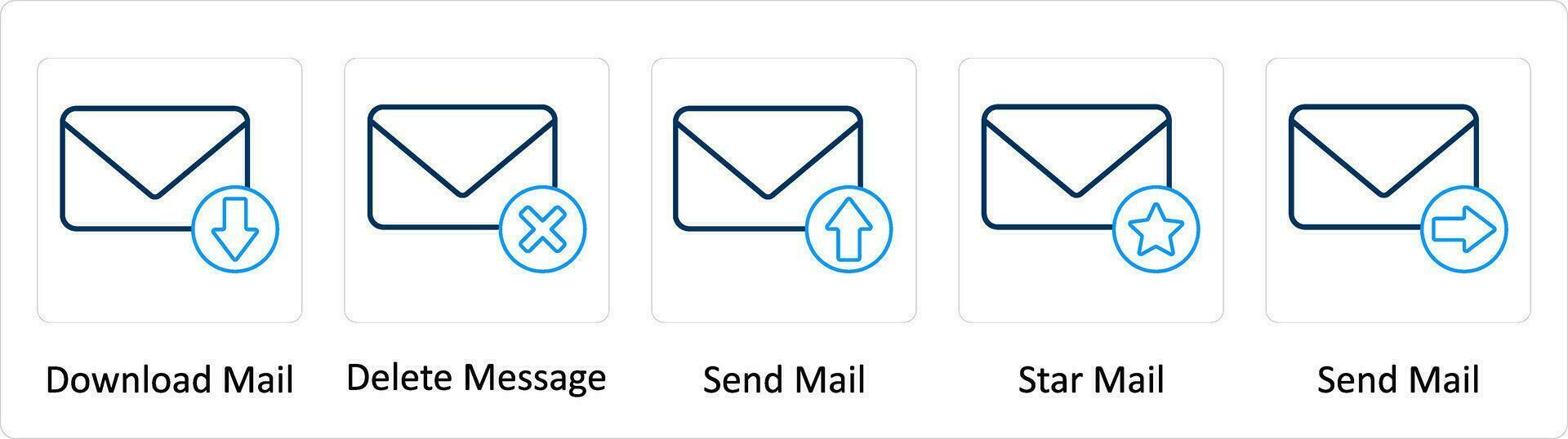 A set of 5 Extra icons as download mail, delete message, send mail vector