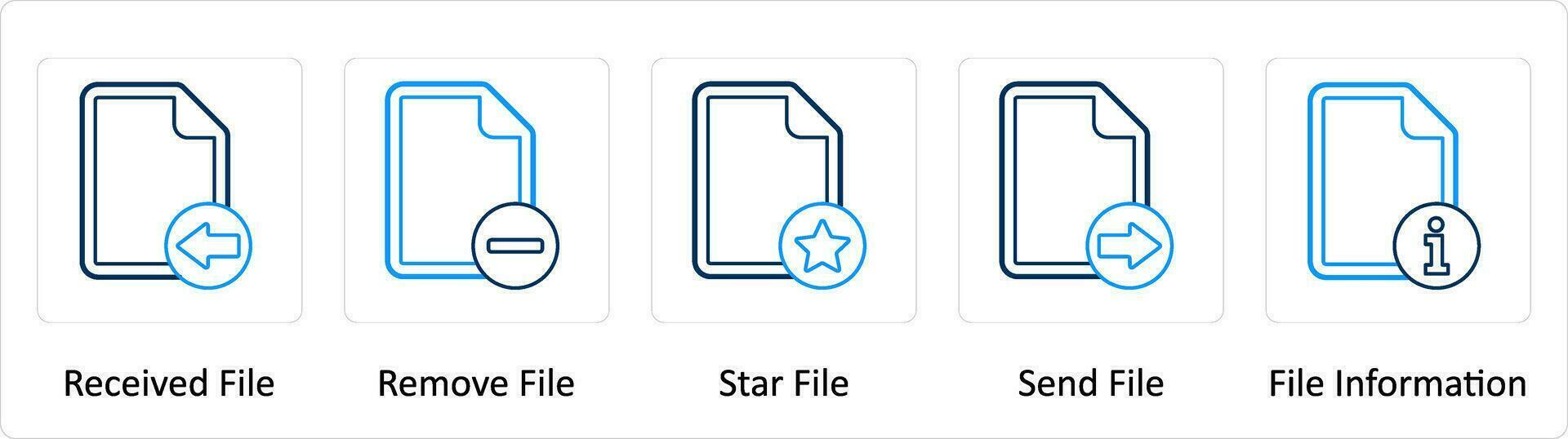 A set of 5 Extra icons as received file, remove file, star file vector