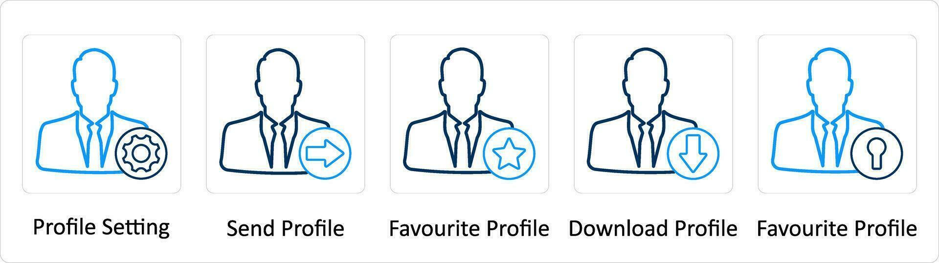 A set of 5 Extra icons as profile setting, send profile, favorite profile vector