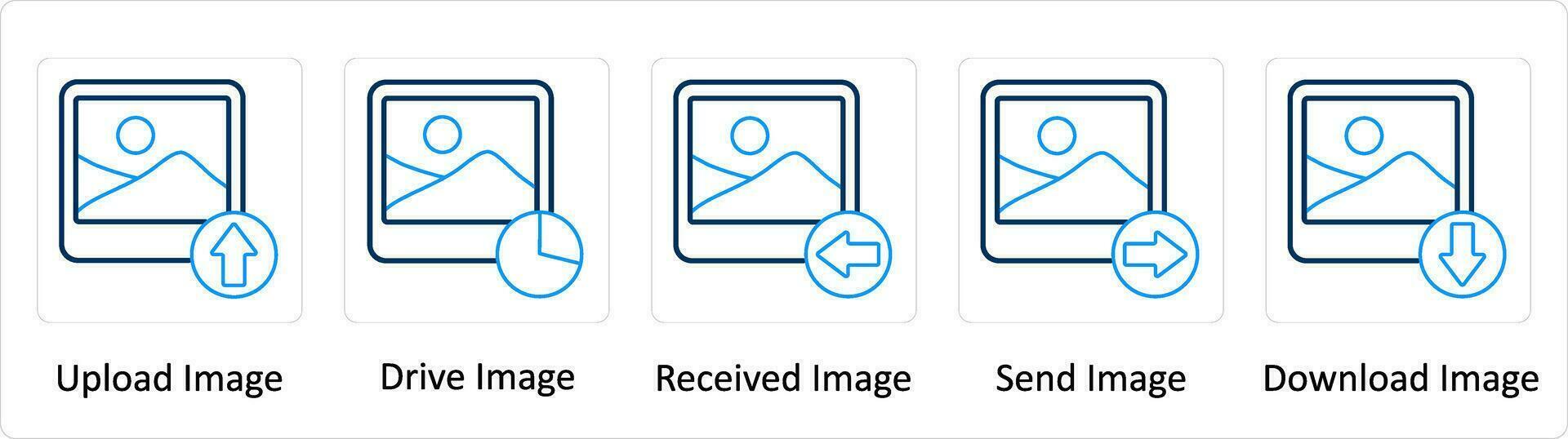 A set of 5 Extra icons as upload image, delete image, received image vector