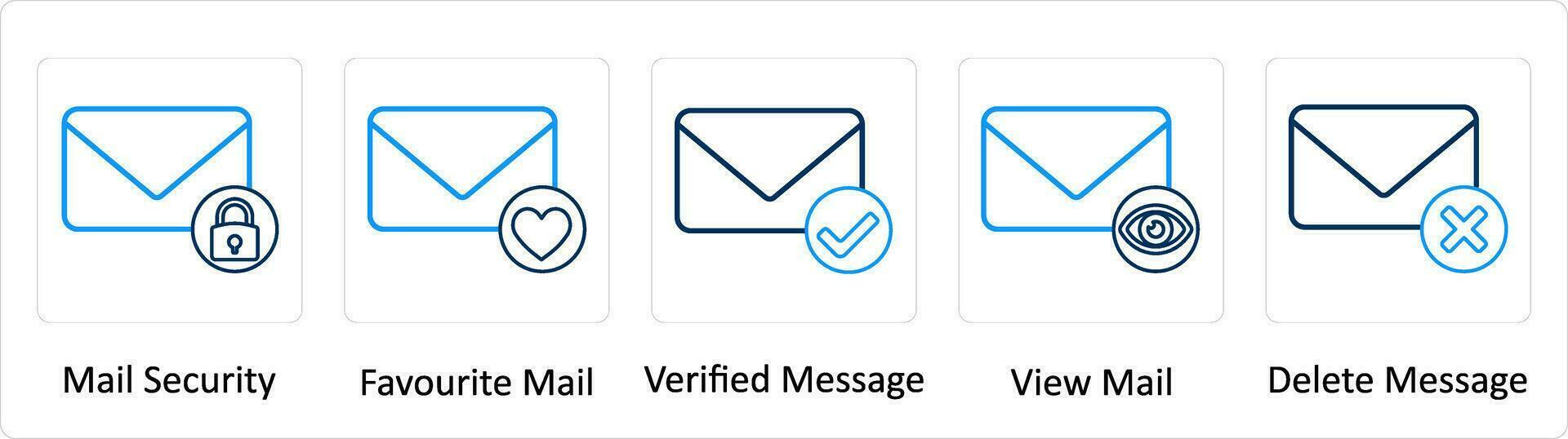 A set of 5 Extra icons as mail security, favorite mail, verified message vector