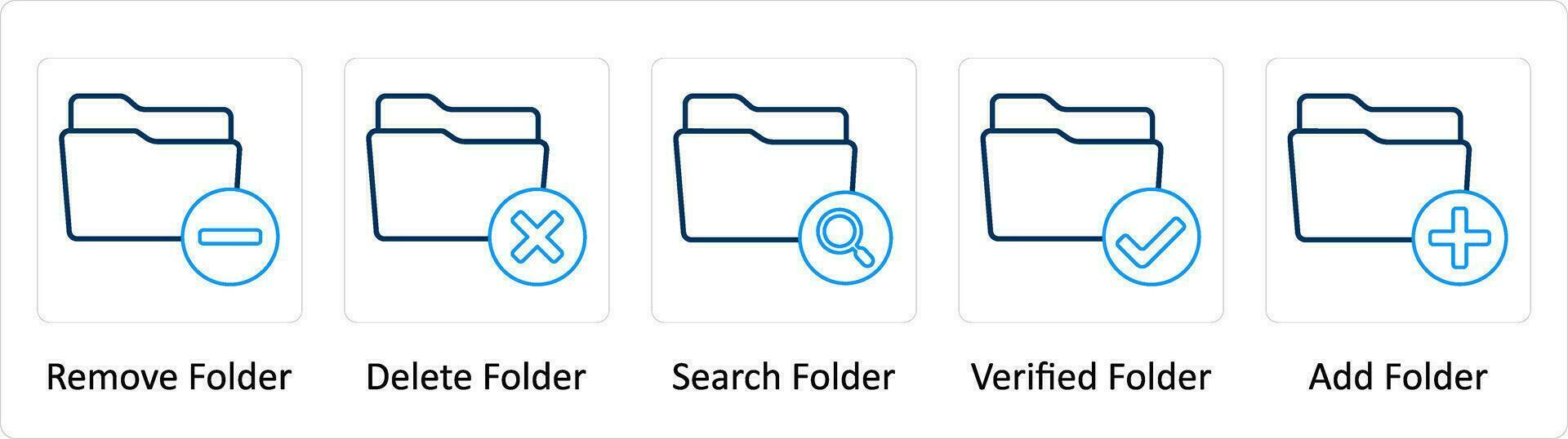 A set of 5 Extra icons as remove folder, delete folder, search folder vector