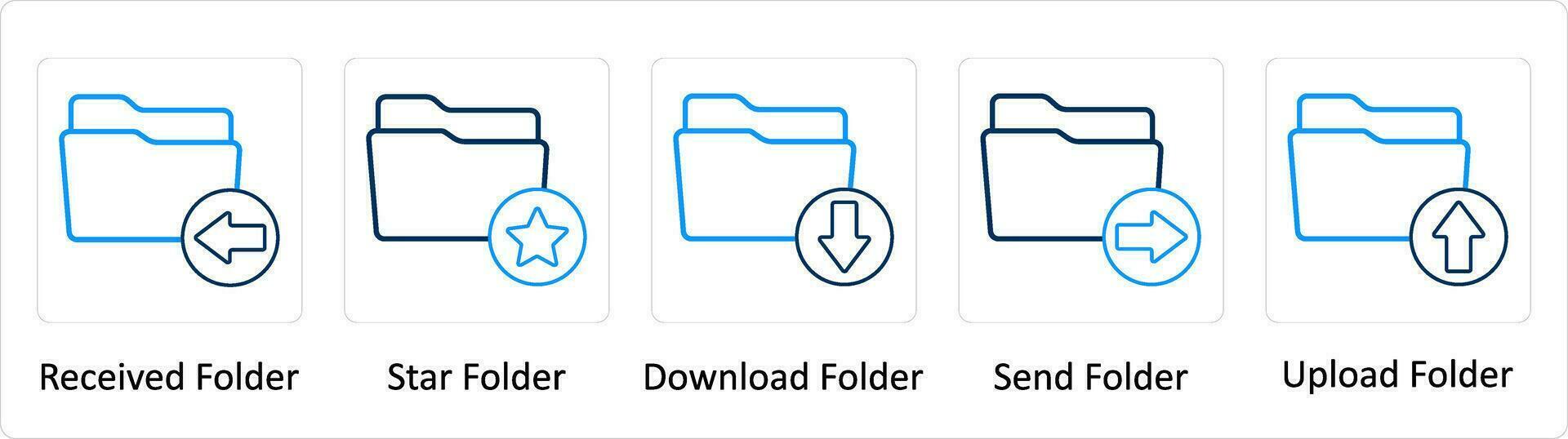A set of 5 Extra icons as received folder, star folder, download folder vector