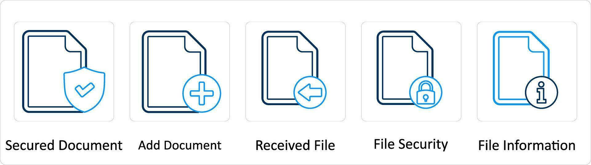 A set of 5 Extra icons as secured document, add document, received file vector