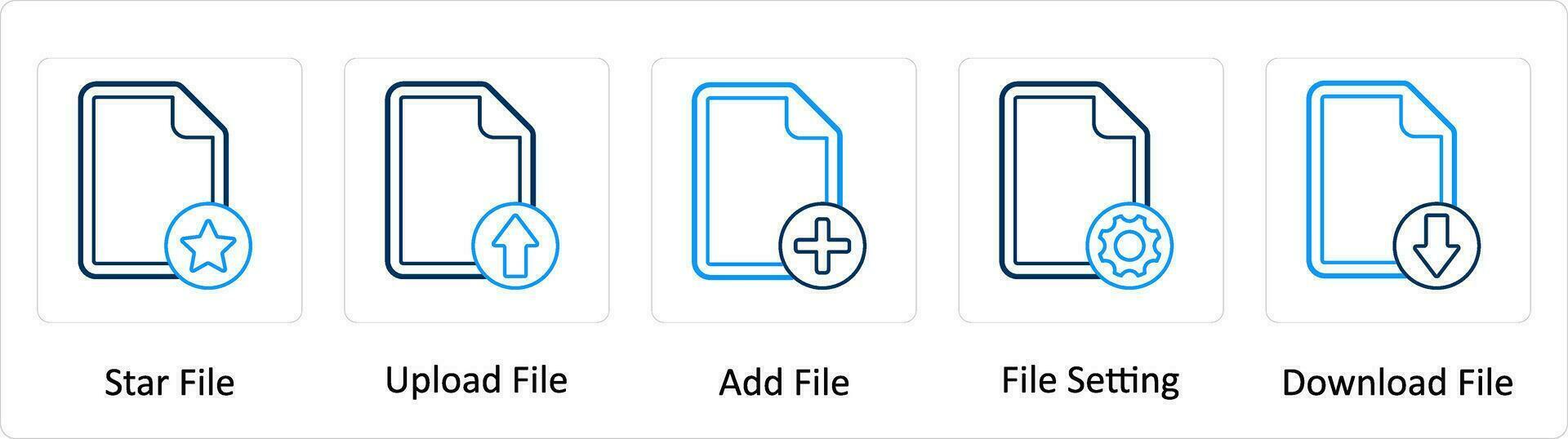 A set of 5 Extra icons as star file, upload file, add file vector