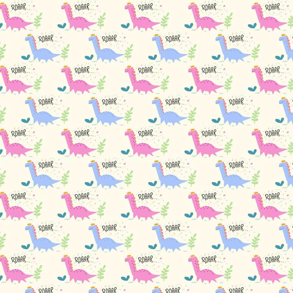 cute dinosaur vector pattern for print, greeting card and background wallpaper