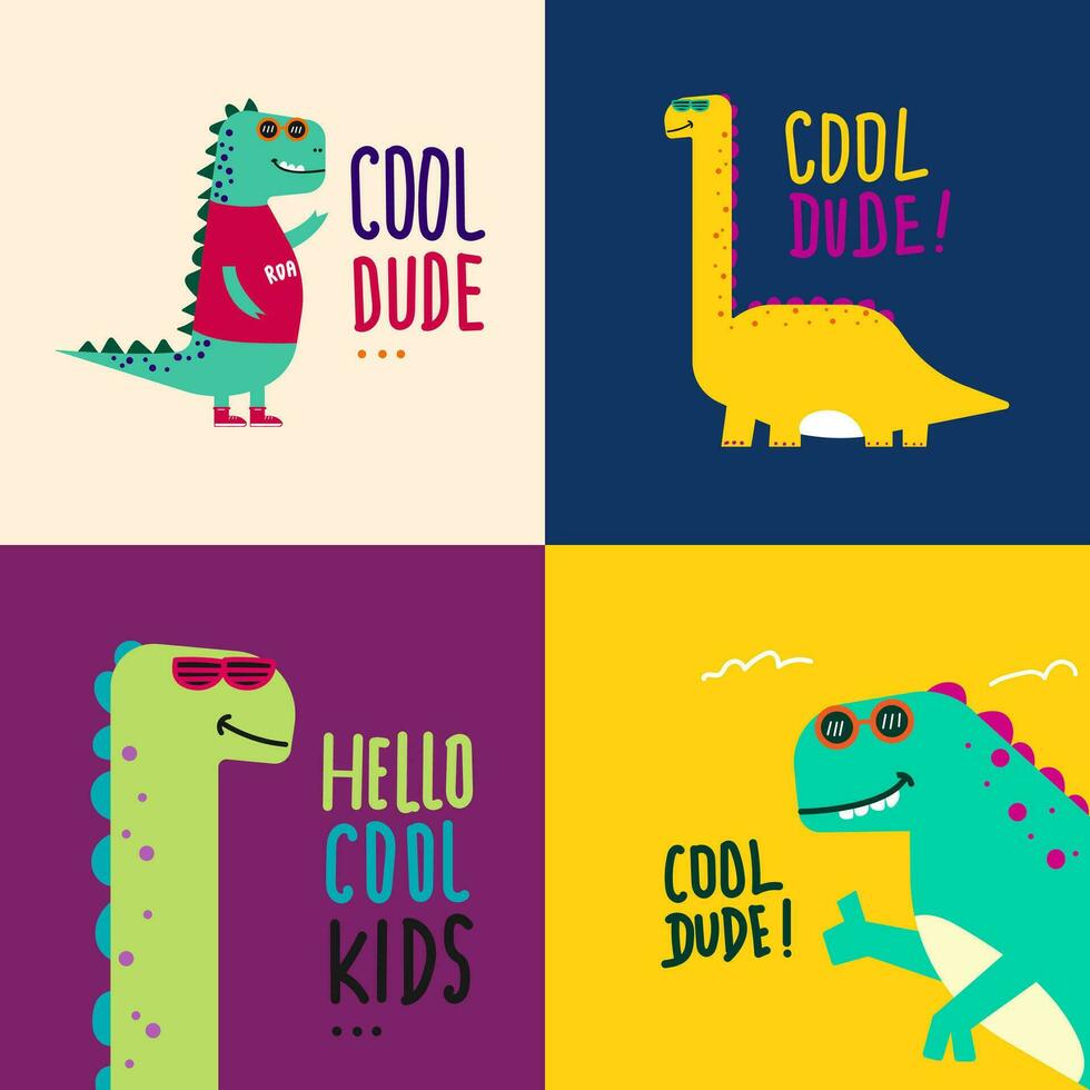 cute dinosaur vector collection for print, greeting card and background wallpaper