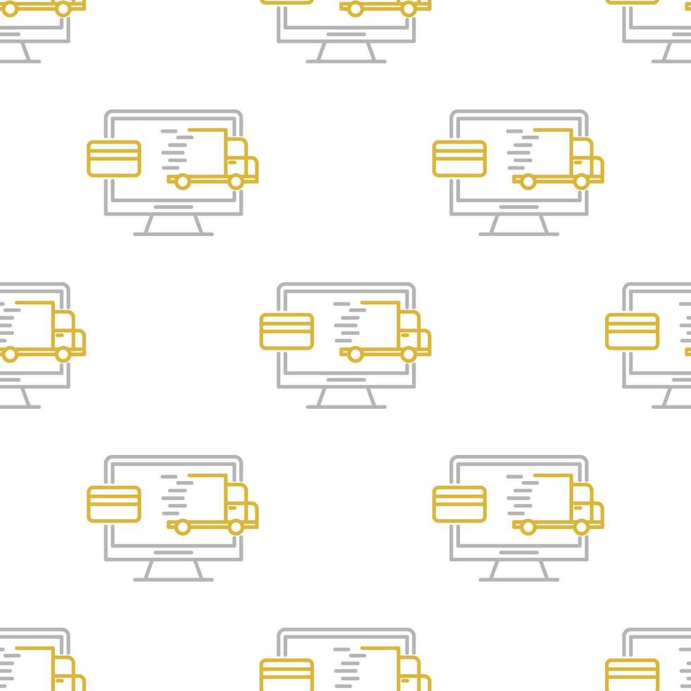 a seamless pattern with a computer and a keyboard vector