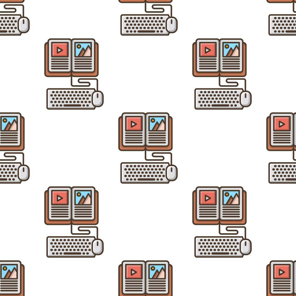 a pattern with a keyboard and a book vector