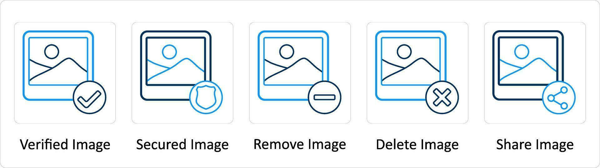 un conjunto de 5 5 extra íconos como verificado imagen, asegurado imagen, eliminar imagen vector