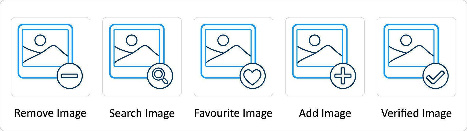 A set of 5 Extra icons as remove image, search image, favorite image vector