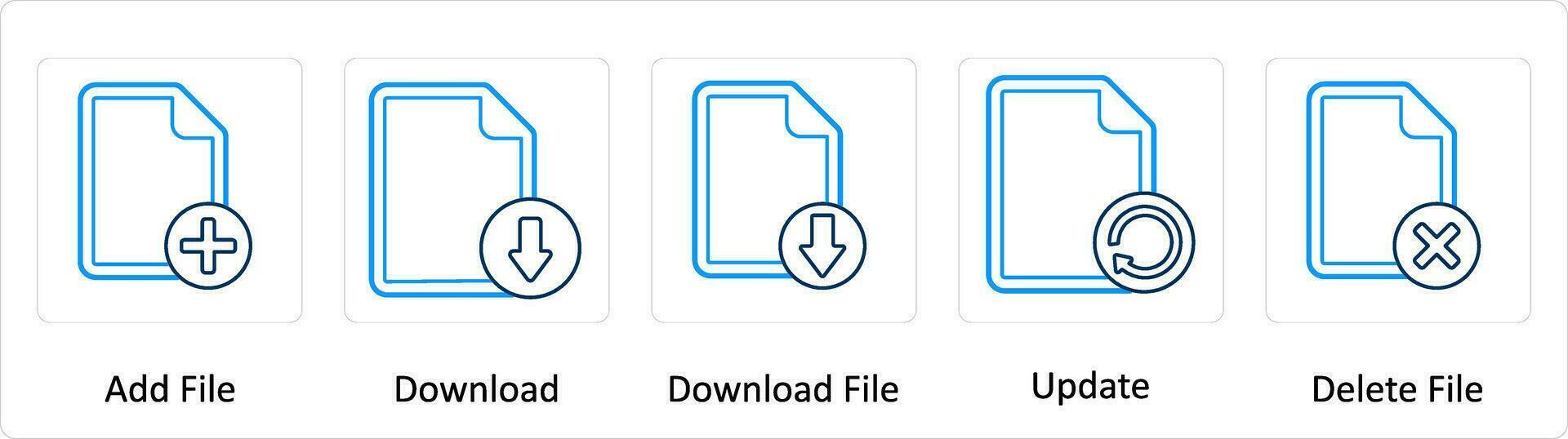 A set of 5 Extra icons as add file, download, download file, vector