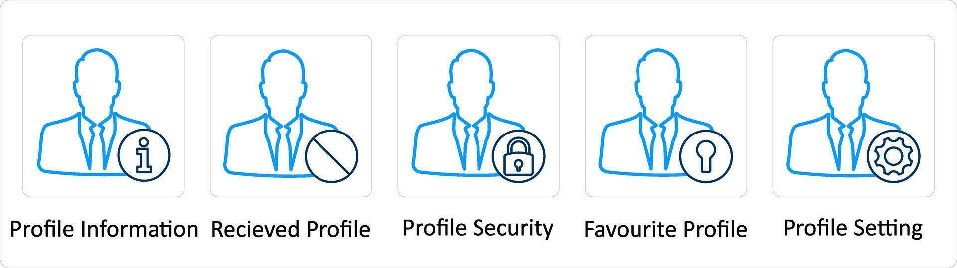 A set of 5 Extra icons as profile information, received profile, profile security vector