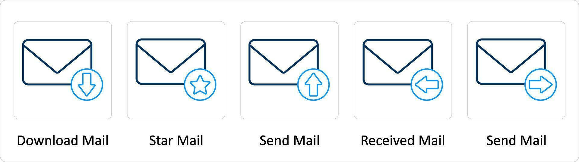 A set of 5 Extra icons as download mail, star mail, send mail vector