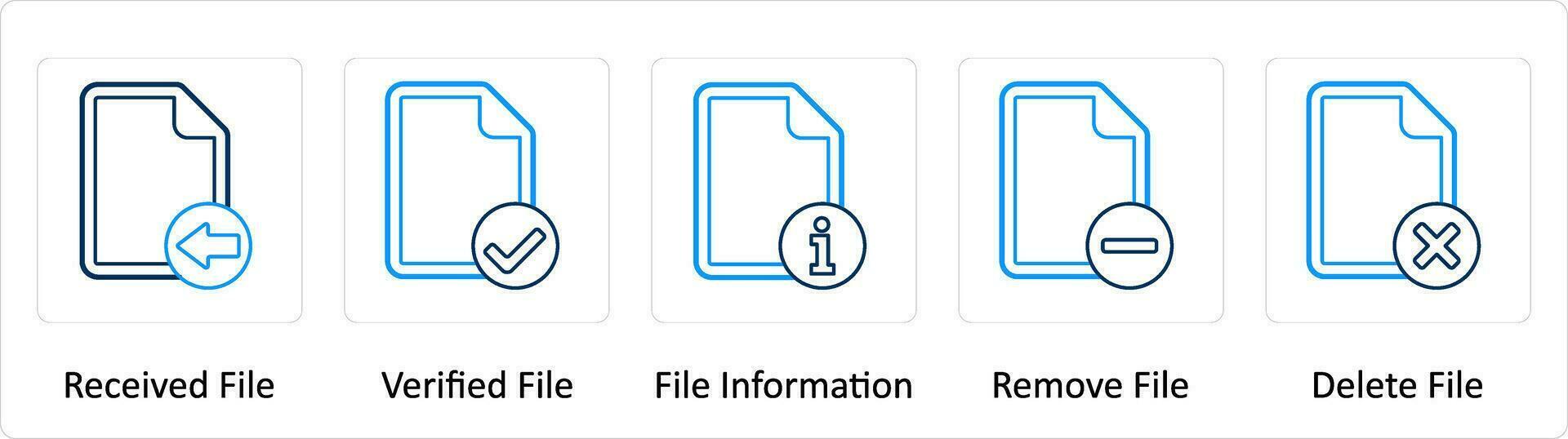 A set of 5 Extra icons as received file, verified file, file information vector