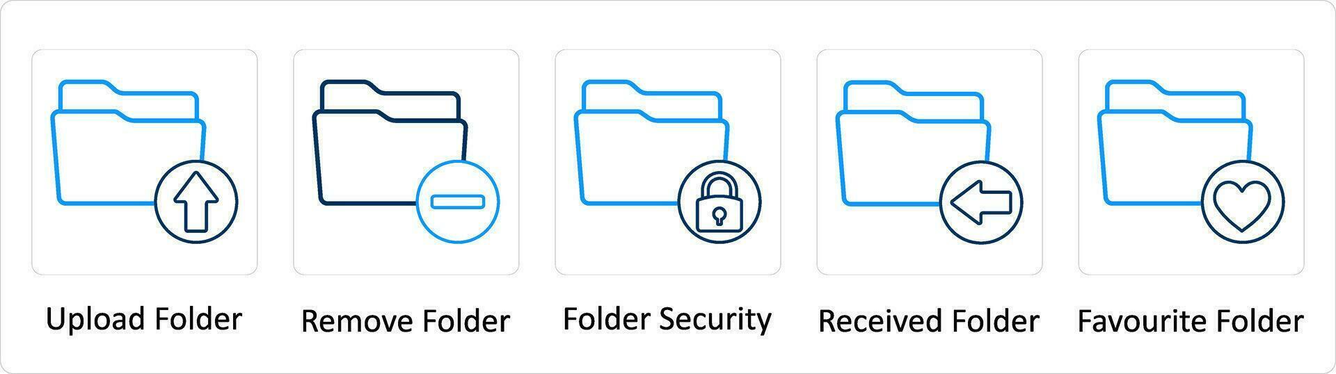 A set of 5 Extra icons as upload folder, remove folder, folder security vector