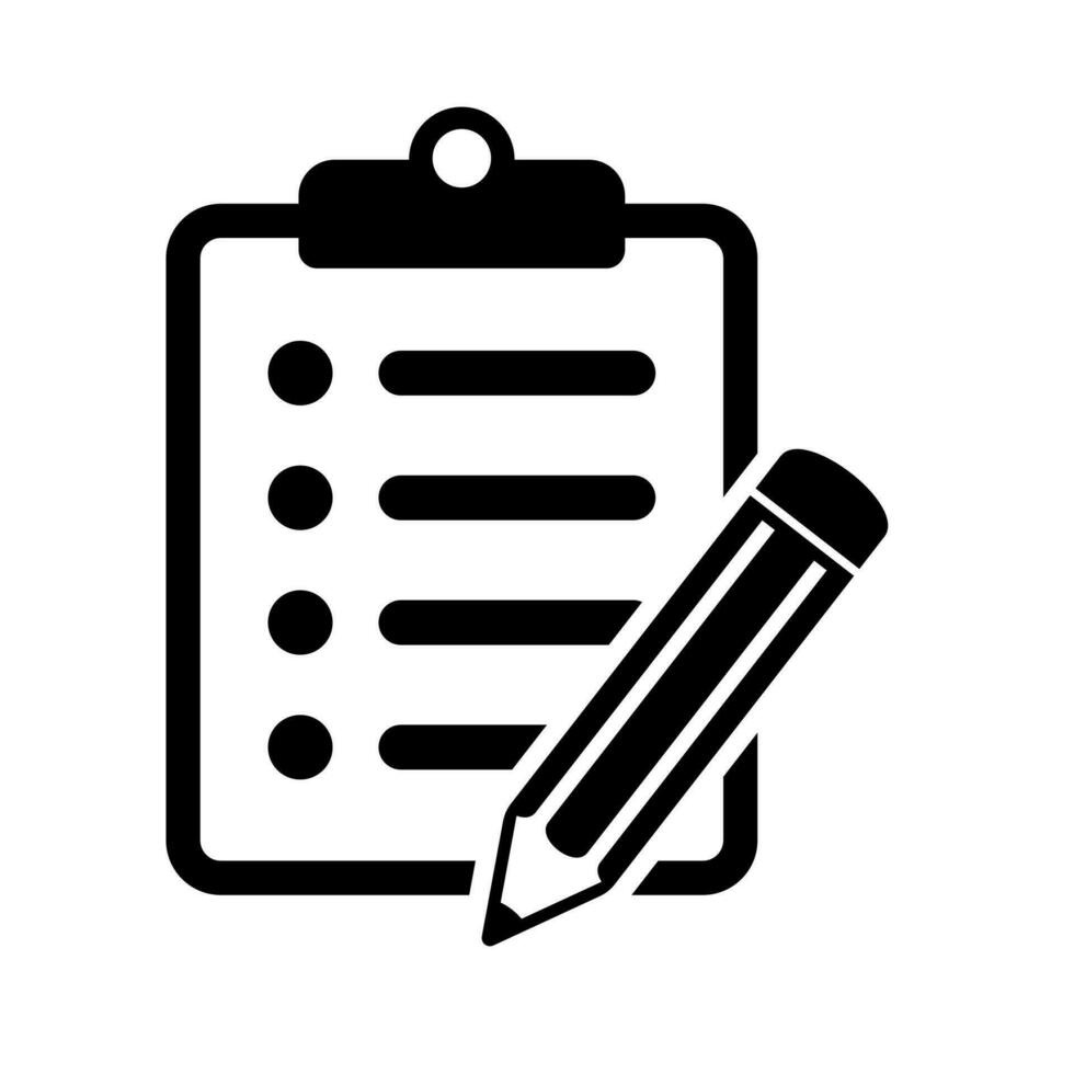 Clipboard with pencil vector icon.To do list icon.
