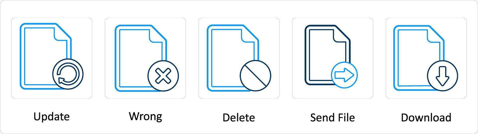 A set of 5 Extra icons as update, wrong, delete, send file vector