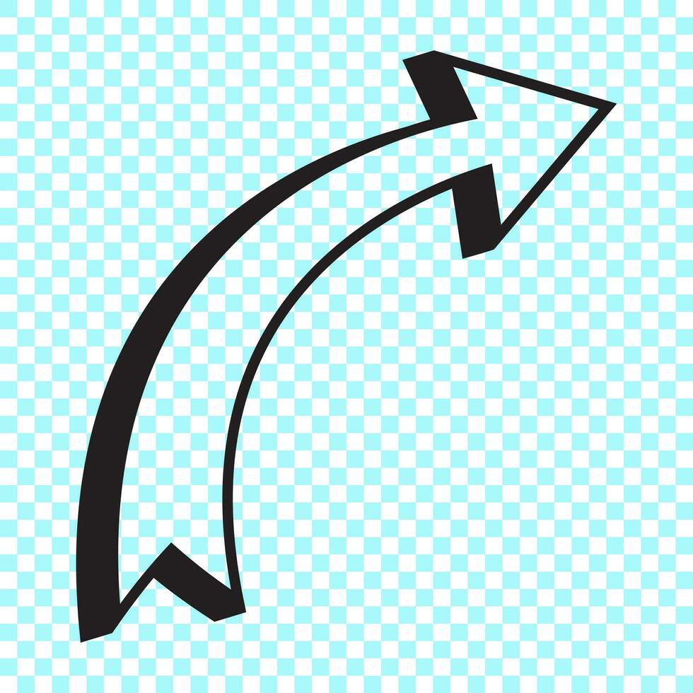 Curved arrow shape vector illustration.