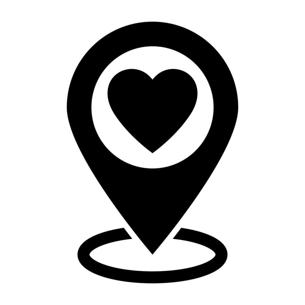 mapa puntero con corazón icono, icono con corazón en GPS navegación estilo. mapa alfiler icono, ubicación alfiler vector icono.