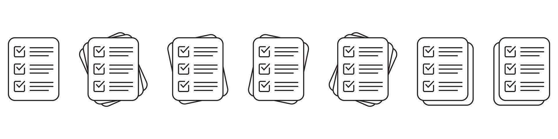 Checklist vector icon in line art style. Document icon, questionnaire icon, illustration isolated on white background for graphic and web design.