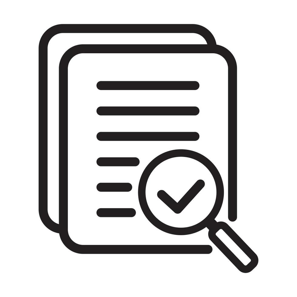 Magnifying glass check document icon. Papers with business report and magnifying glass. Process and examination concept icon vector. vector