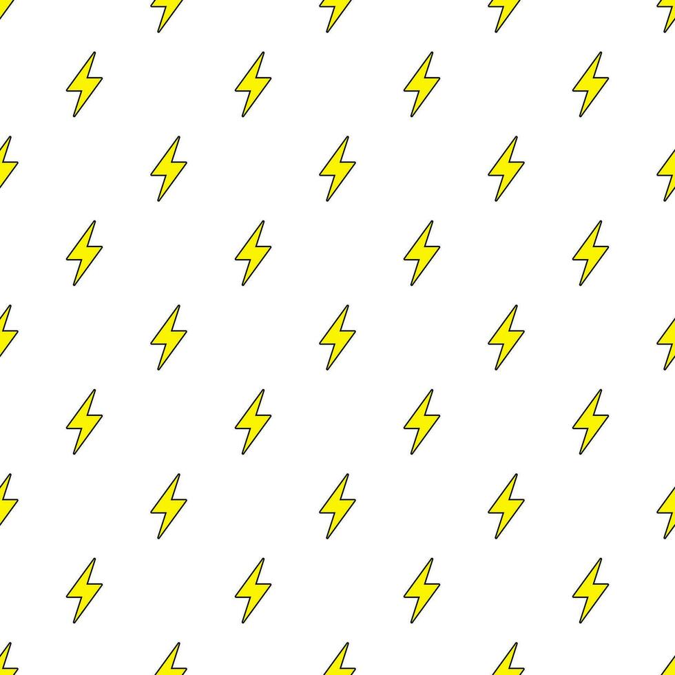 Thunderbolt seamless pattern on a white background. Lightning bolt theme illustration. vector