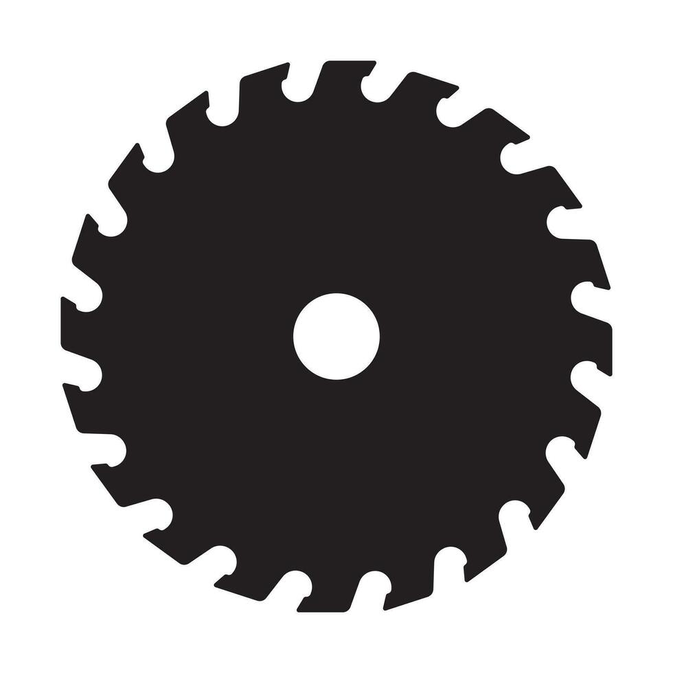 Circular saw icon. Black silhouettes of circular saw blades, vector illustration.