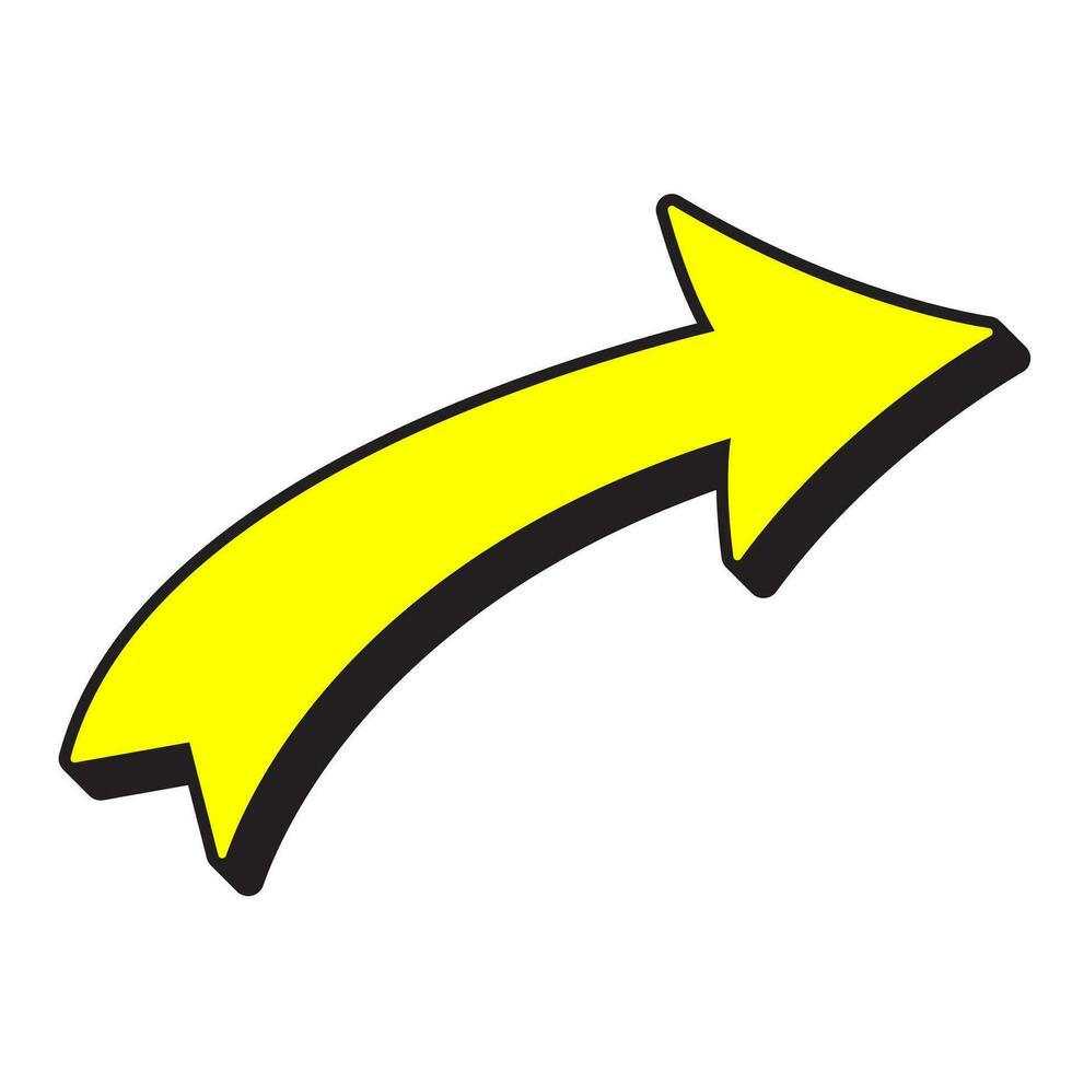 Pop art curved arrow. Comic book style quirky cartoon arrow. vector