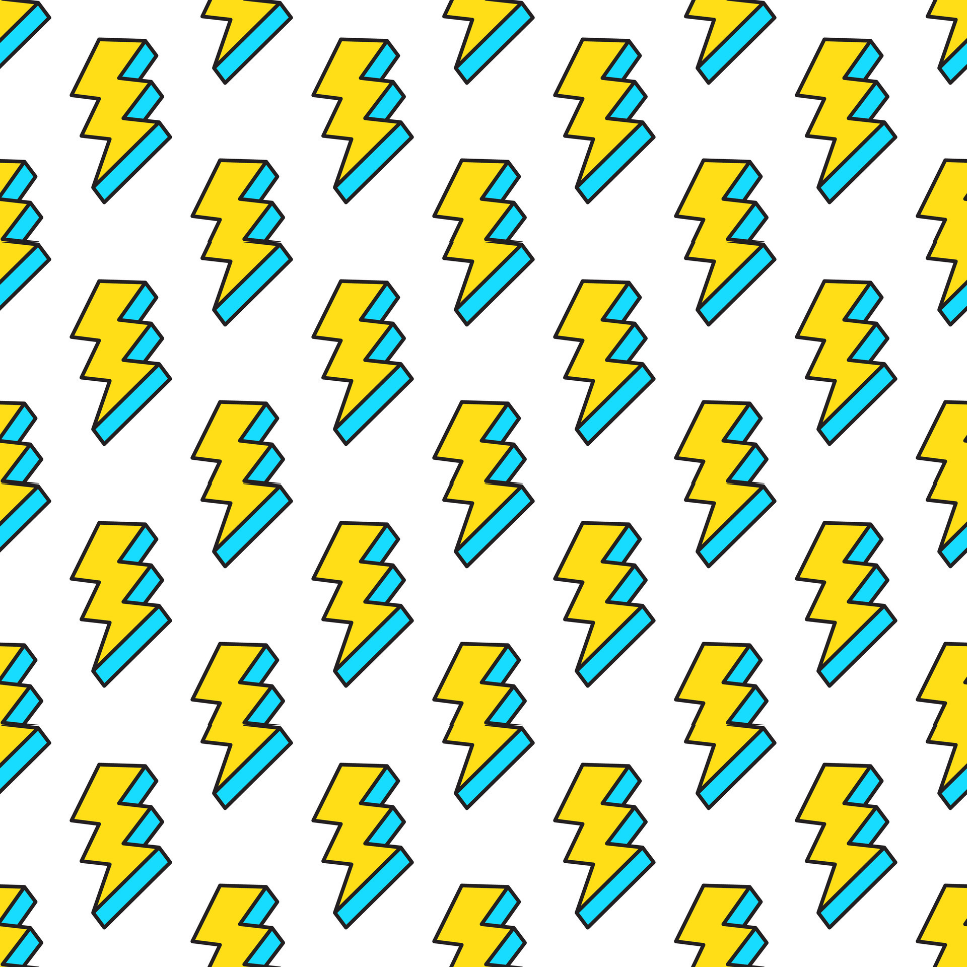 Lightning bolt theme illustration. Vector cartoon seamless pattern with