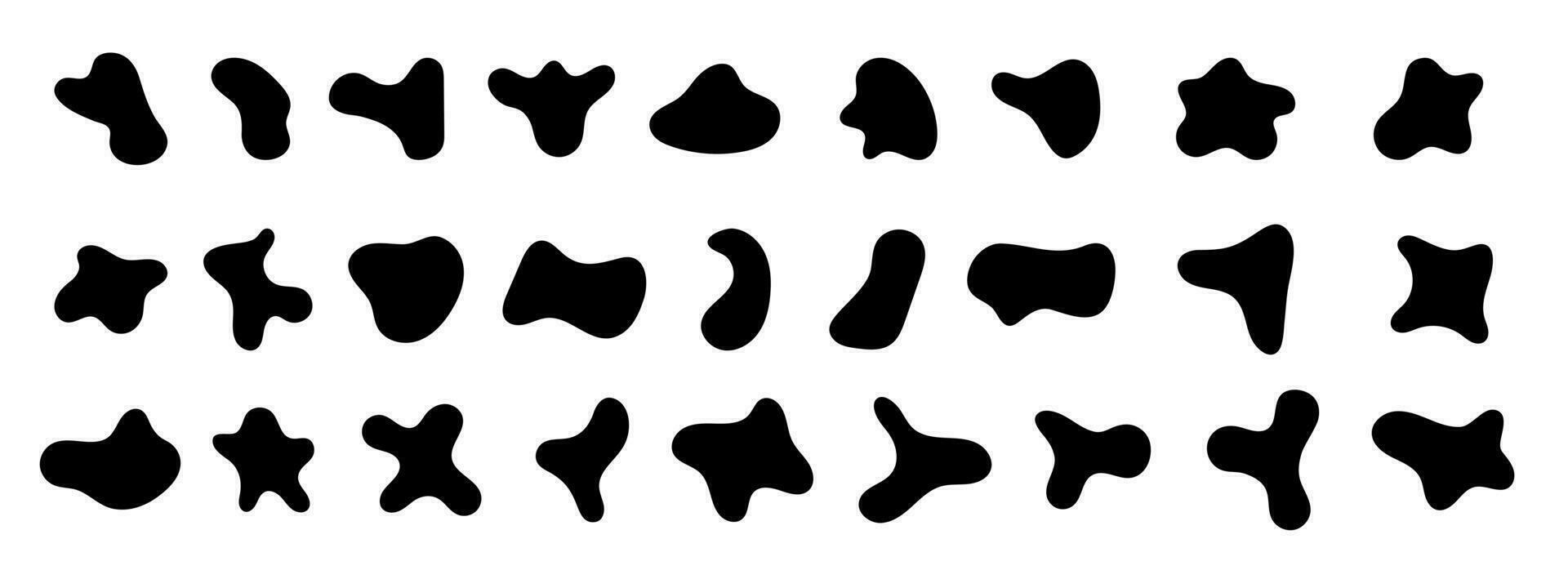 Abstract liquid black organic blob shape silhouettes. vector