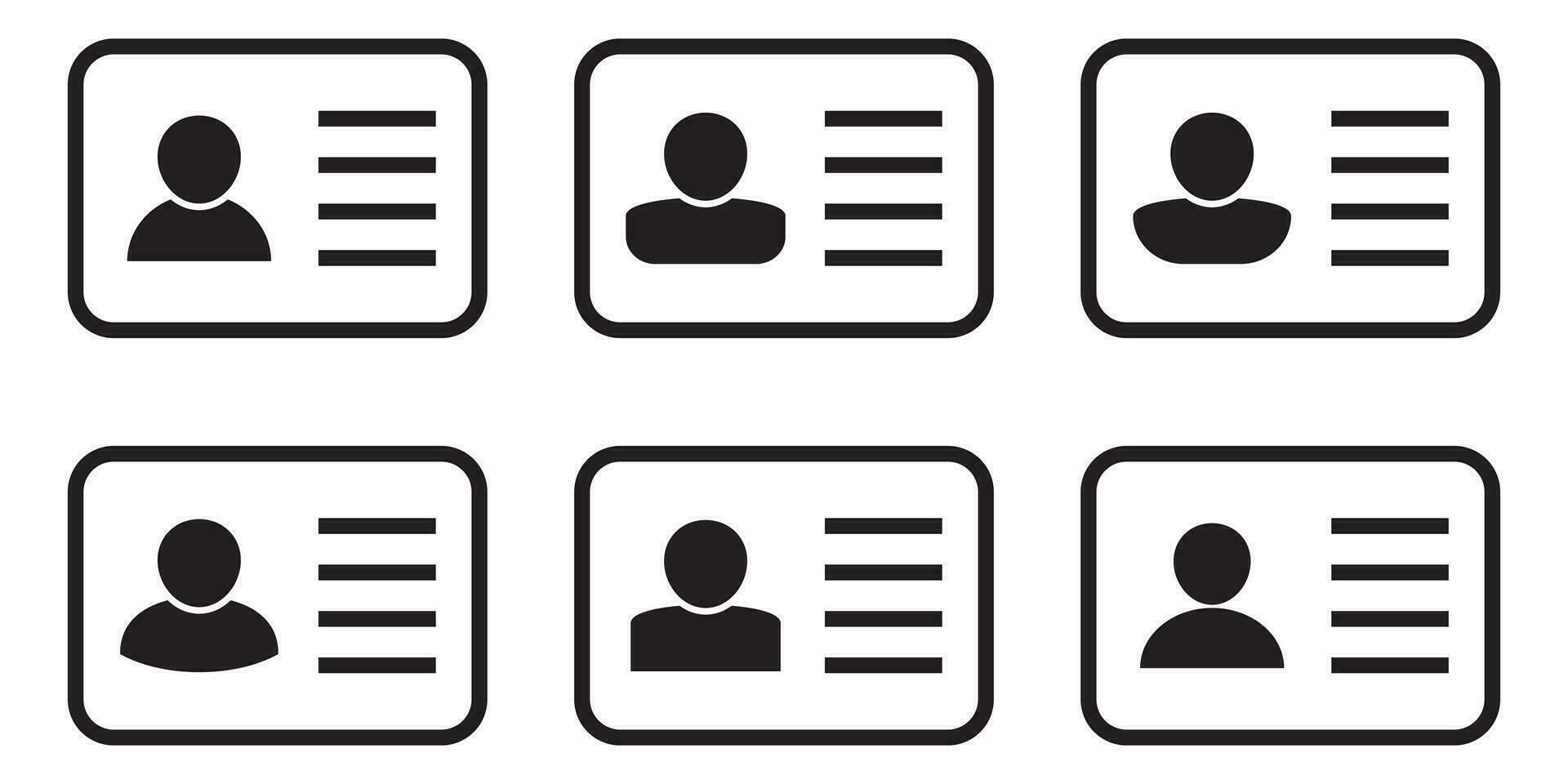 Id card icon. Id card badge icon. Identification card, driver's license icon. Vector illustration.