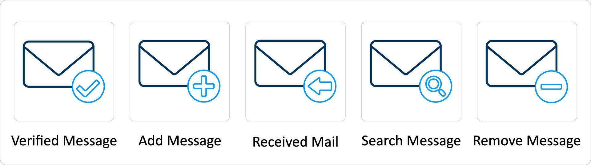 A set of 5 Extra icons as verified message, add message, received mail vector