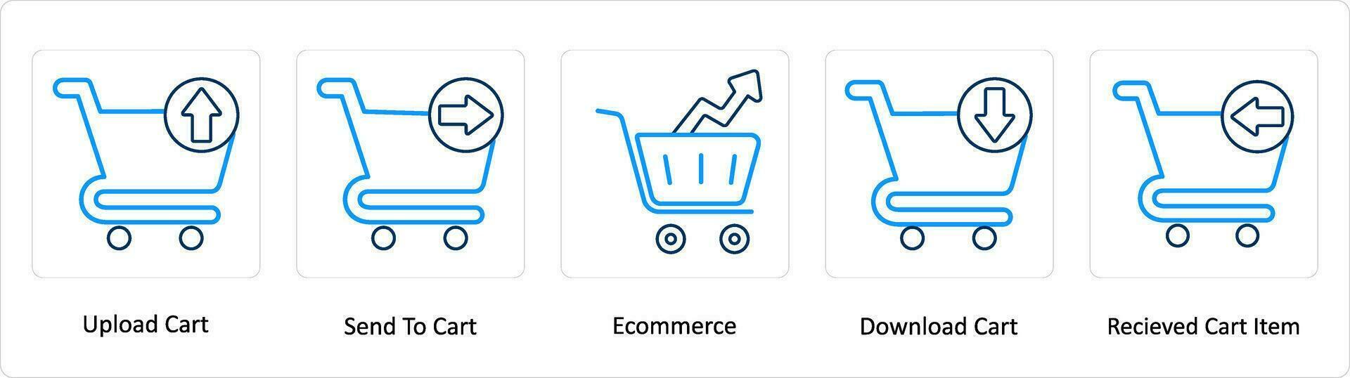 A set of 5 Extra icons as upload cart, send to cart, ecommerce vector