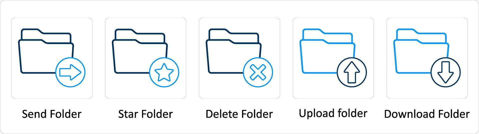 A set of 5 Extra icons as send folder, star folder, delete folder vector