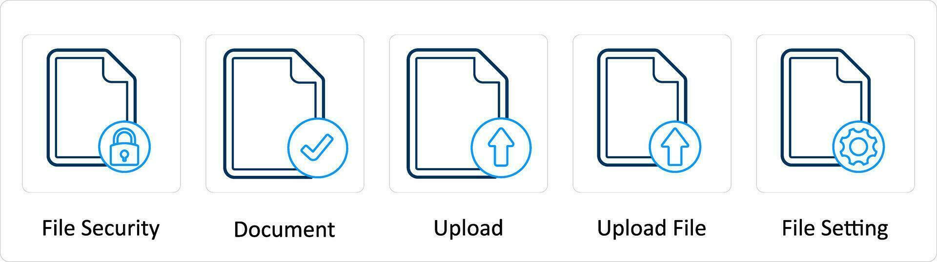 A set of 5 Extra icons as file security, document, upload vector