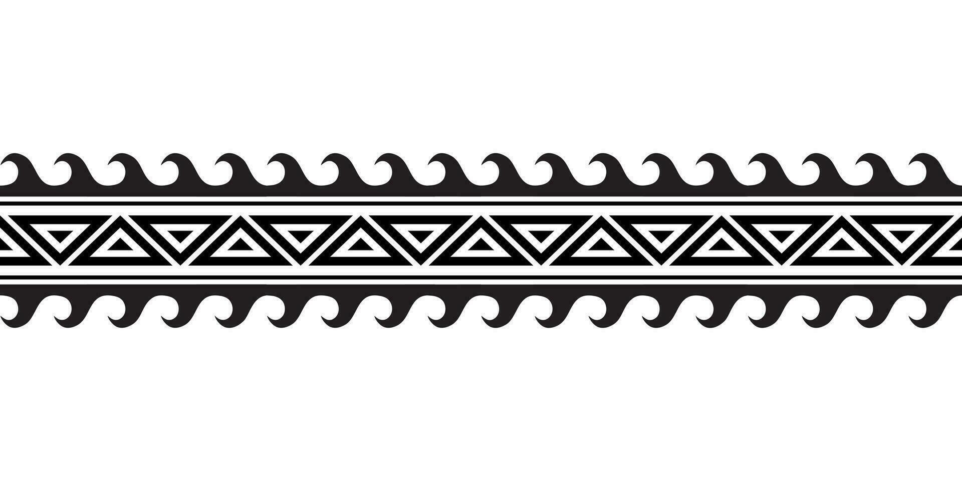 Maori polynesian tattoo bracelet. Tribal sleeve seamless pattern vector. Samoan border tattoo design fore arm or foot. Armband tattoo tribal. band fabric seamless ornament isolated on white background vector