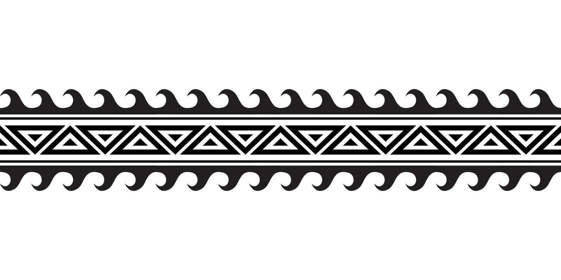 maorí polinesio tatuaje pulsera. tribal manga sin costura modelo vector. samoano frontera tatuaje diseño delantero brazo o pie. brazalete tatuaje tribal. banda tela sin costura ornamento aislado en blanco antecedentes vector