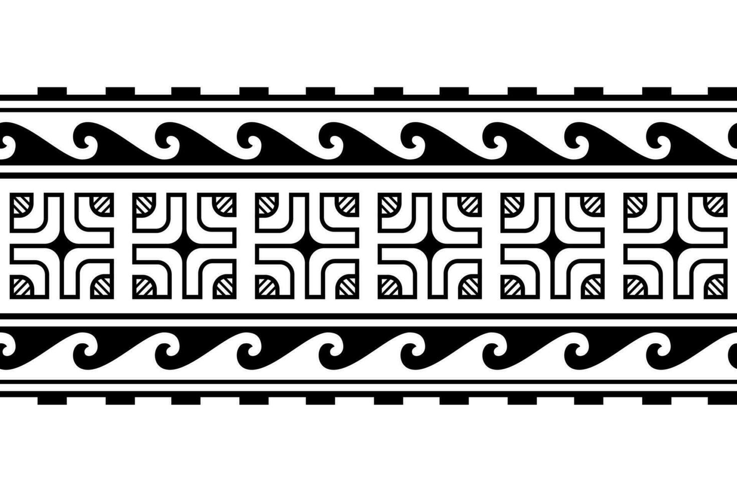 Maori polynesian tattoo bracelet. Tribal sleeve seamless pattern vector. Samoan border tattoo design fore arm or foot. Armband tattoo tribal. band fabric seamless ornament isolated on white background vector