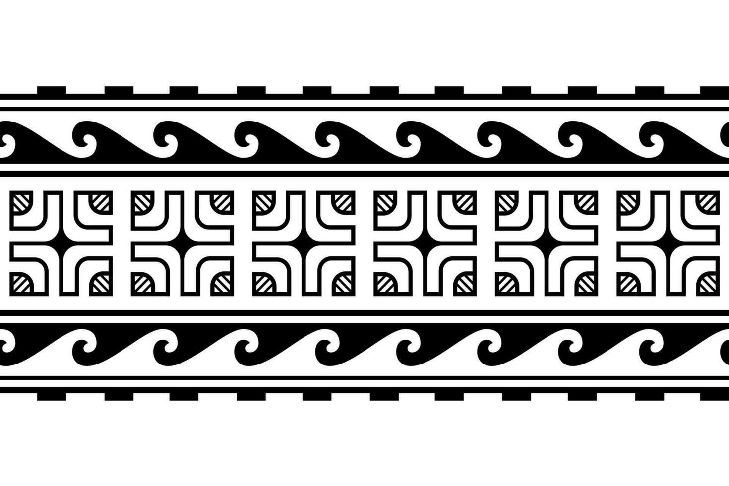 Maori polynesian tattoo bracelet. Tribal sleeve seamless pattern vector. Samoan border tattoo design fore arm or foot. Armband tattoo tribal. band fabric seamless ornament isolated on white background vector