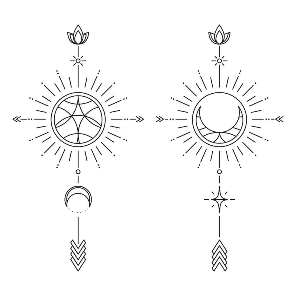 monochrome sun and moon abstract logo design vector