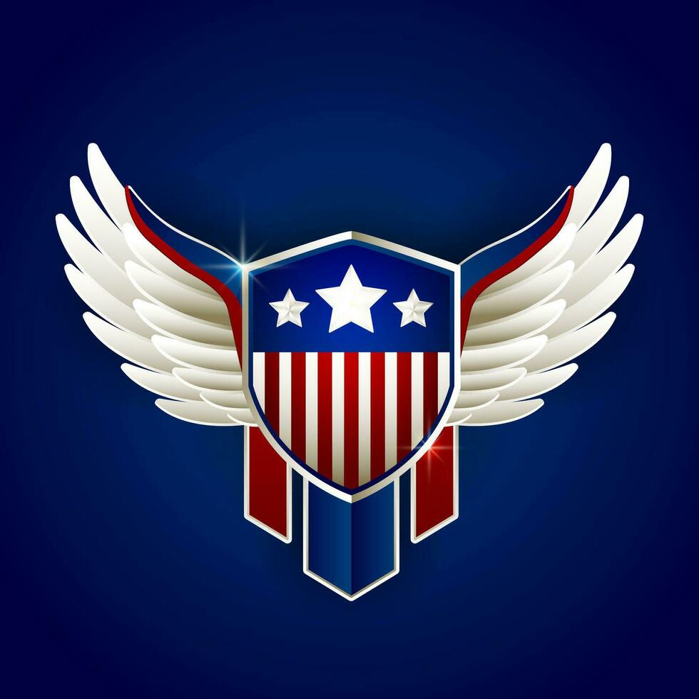 american shield with wings logo badge template 26641829 Vector Art at
