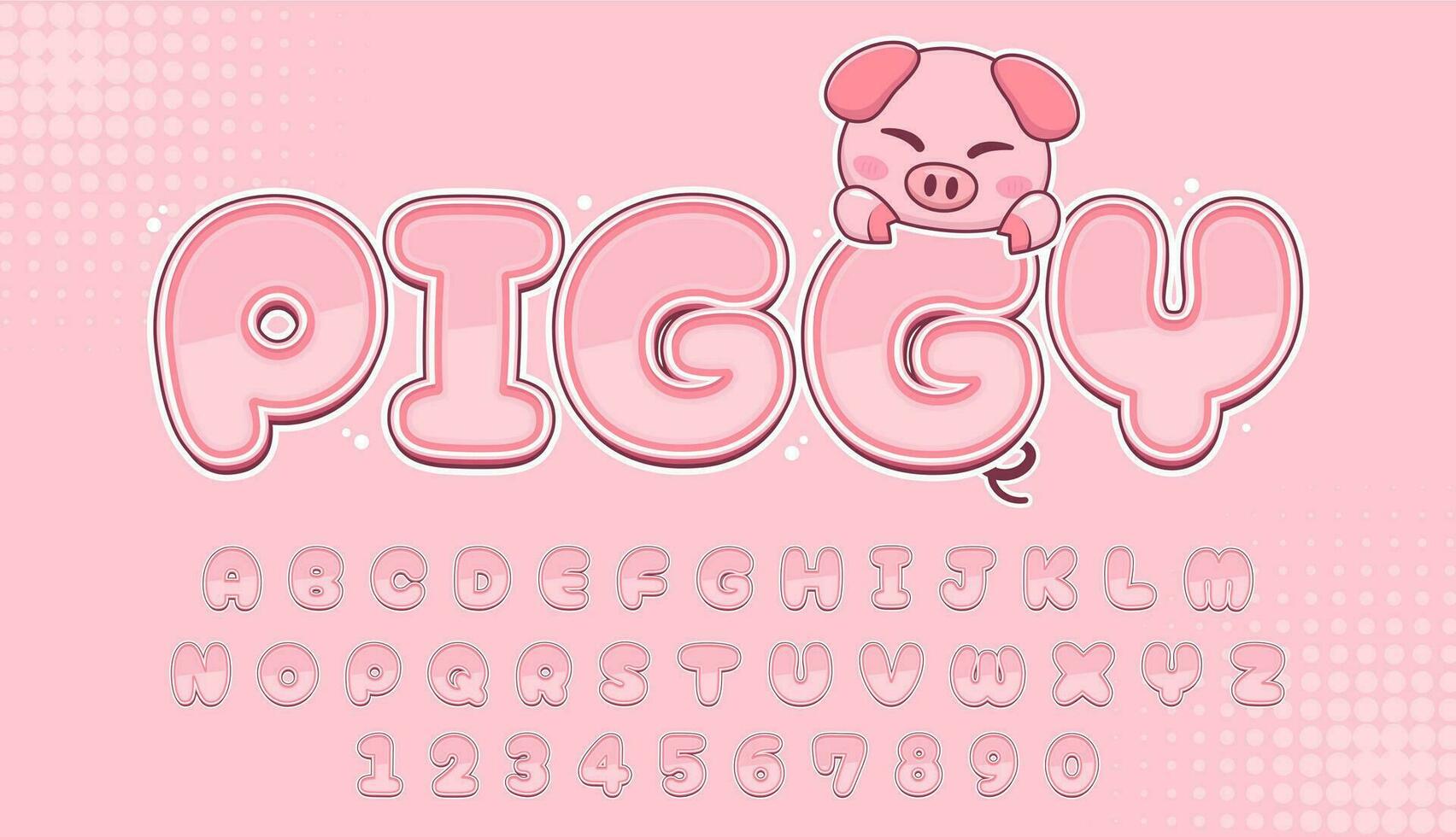 decorative editable cute pink piggy text effect vector design