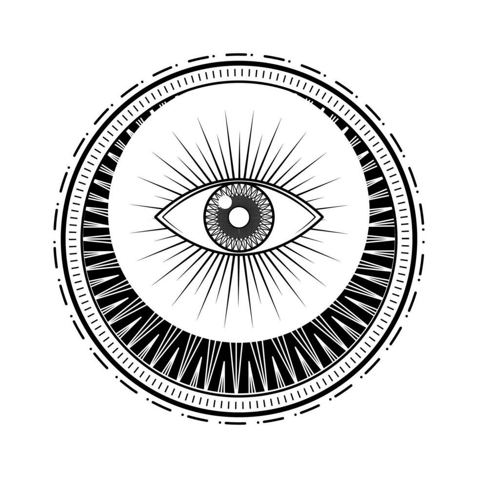 mysterious magical monochrome eye moon  vector design